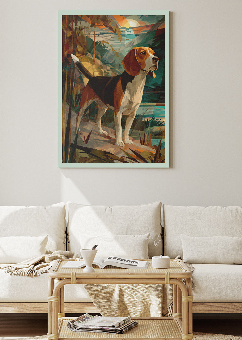 Beagle Dog Landscape Canvas Print & Poster – Artistic Nature Dog Wall Art – AI PRINT LAB