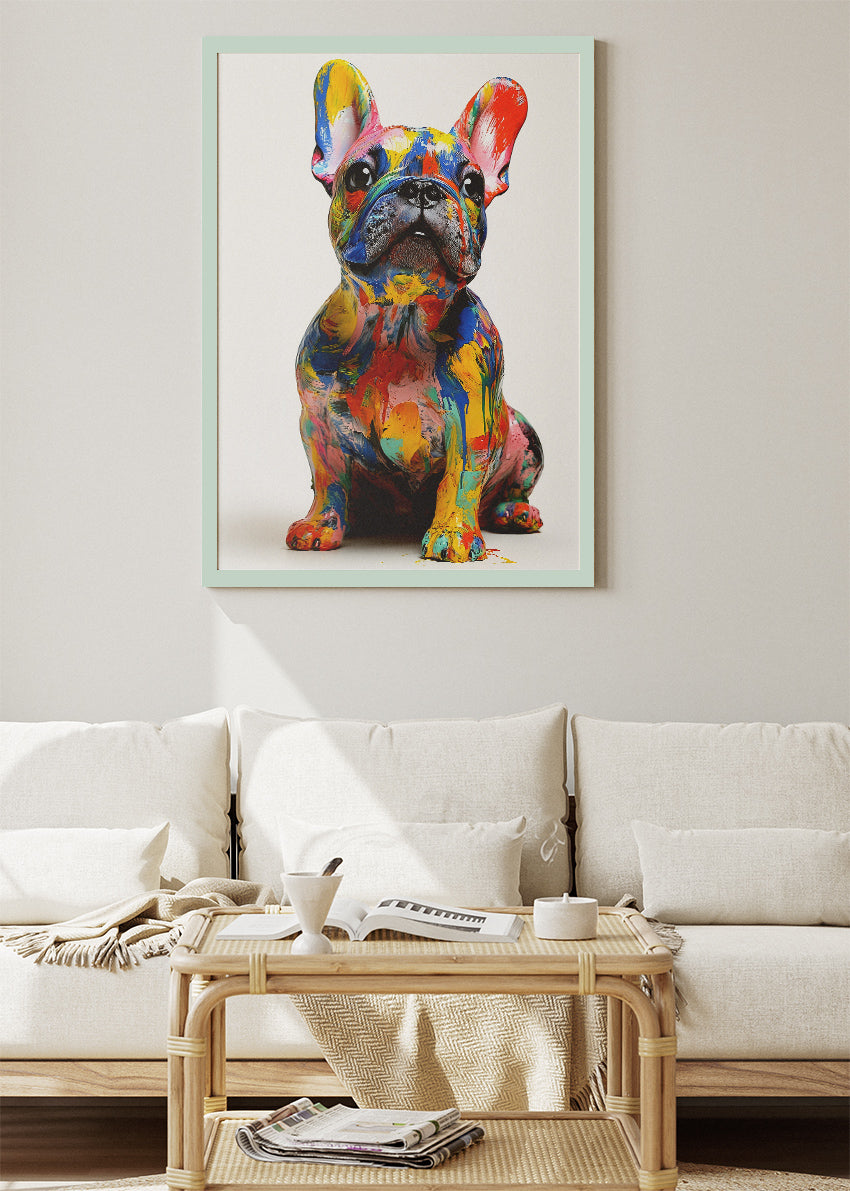 Colorful French Bulldog Canvas Print & Poster – Pop Art Paint Splash Dog Wall Art – AI PRINT LAB