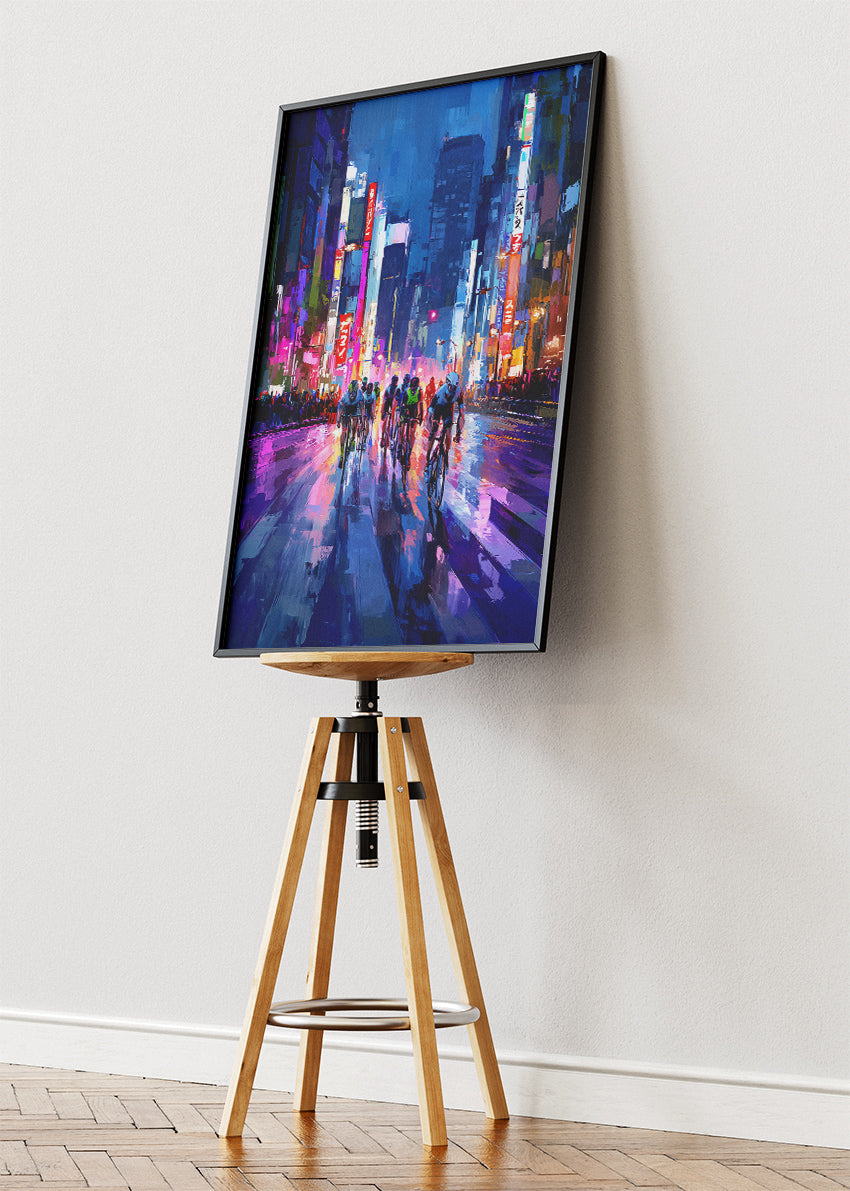 Neon City Night Cycling Art Print & Canvas – Midnight Breakaway