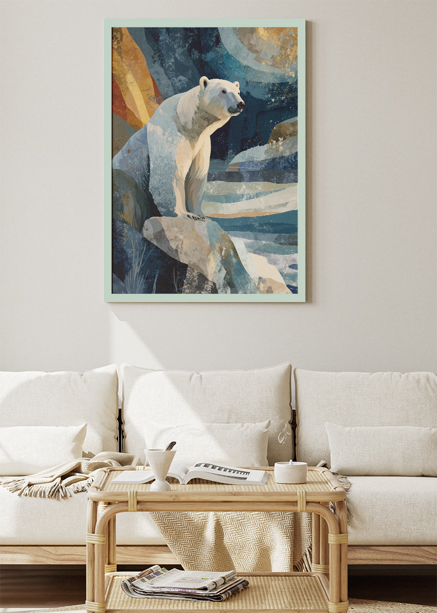 Arctic Polar Bear Canvas Print & Poster – Abstract Winter Wildlife Wall Art – AI PRINT LAB