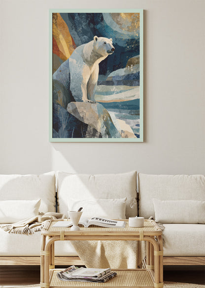 Arctic Polar Bear Canvas Print & Poster – Abstract Winter Wildlife Wall Art – AI PRINT LAB