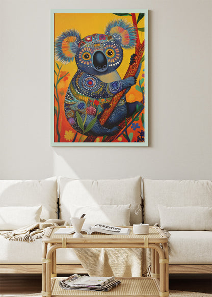 Colorful Tribal Koala Poster & Canvas Print – Vibrant Decorative Animal Art