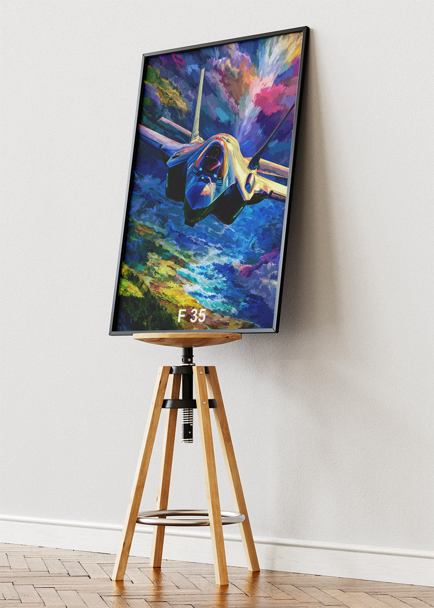 F-35 Lightning II Poster & Canvas Print – Vibrant Stealth Jet Wall Art