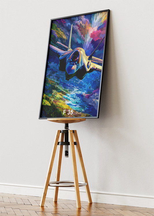 F-35 Lightning II Poster & Canvas Print – Vibrant Stealth Jet Wall Art