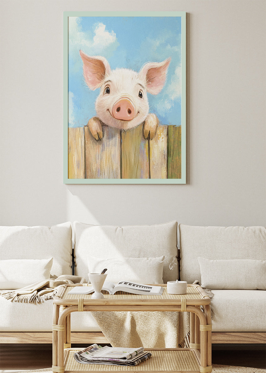 Cute Piglet Canvas Print & Poster – Farm Animal Wall Art – AI PRINT LAB