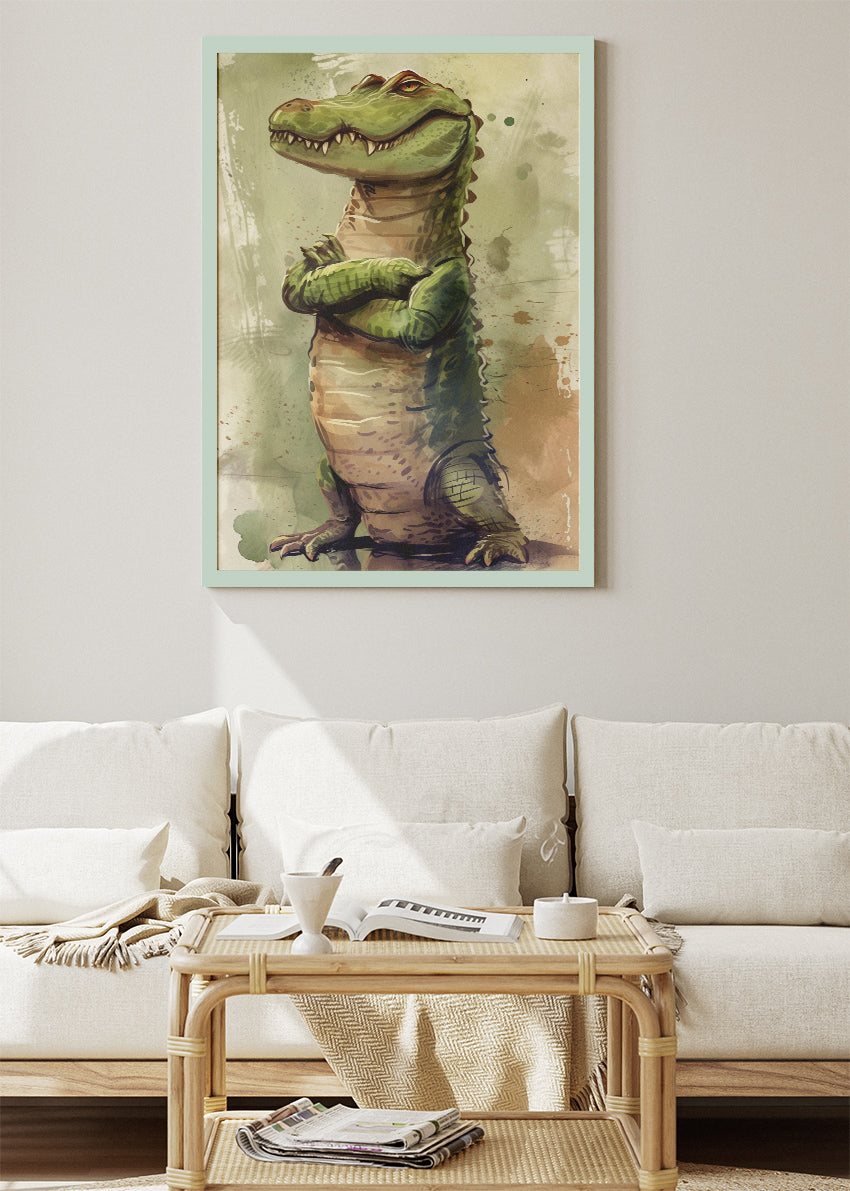 Cartoon Crocodile Canvas Print & Poster – Cute Jungle Animal Wall Art – AI PRINT LAB