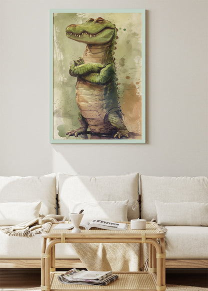 Cartoon Crocodile Canvas Print & Poster – Cute Jungle Animal Wall Art – AI PRINT LAB