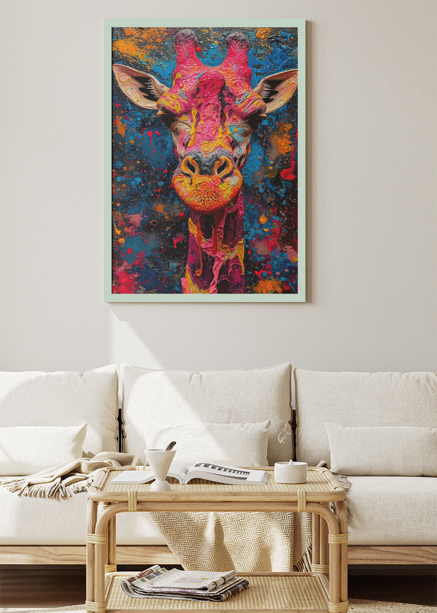 Colorful Giraffe Canvas Print & Poster – Abstract Animal Wall Art – AI PRINT LAB