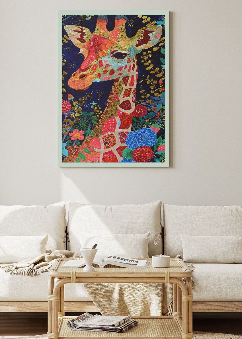 Floral Giraffe Canvas Print & Poster – Decorative Animal Wall Art – AI PRINT LAB