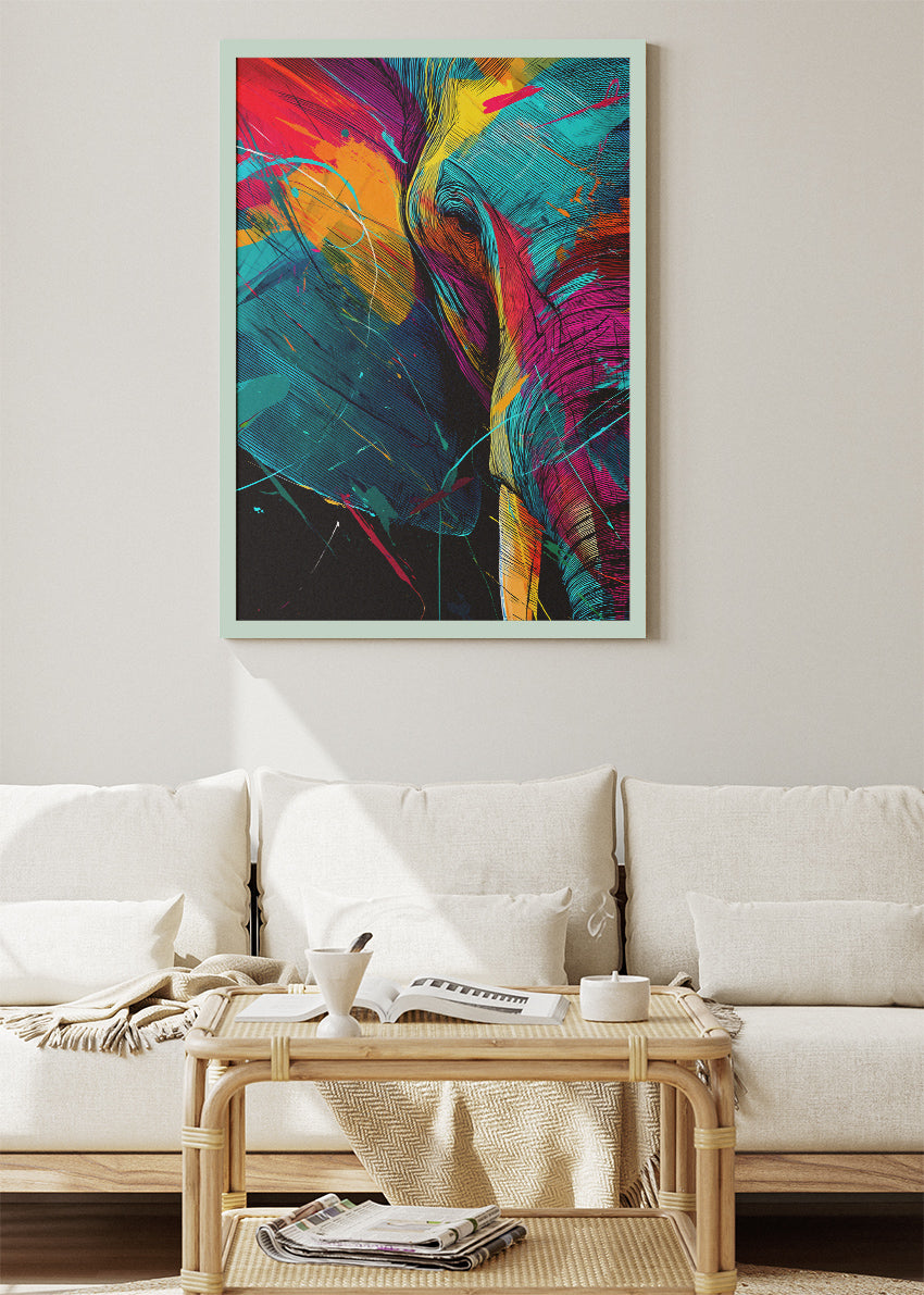 Abstract Elephant Canvas Print & Poster – Colorful Modern Animal Wall Art – AI PRINT LAB