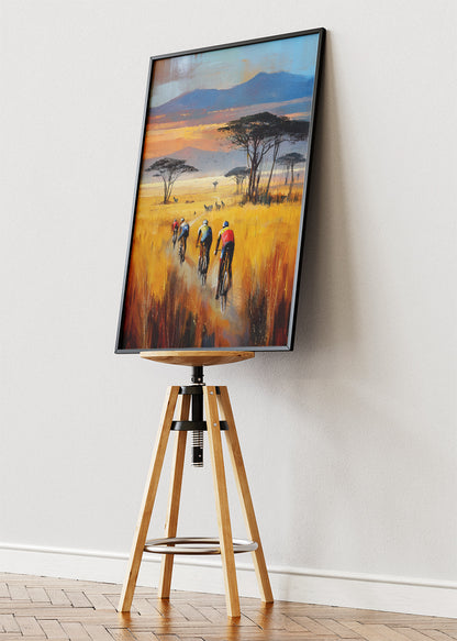 Golden Savanna Cycling Art Print & Canvas – Endless Horizon Ride