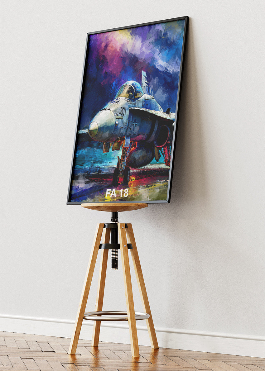 FA-18 Hornet Fighter Jet Poster & Canvas Print – Vibrant Aviation Wall Art