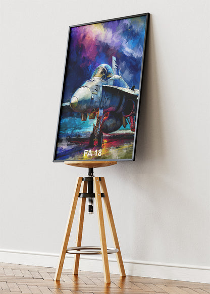 FA-18 Hornet Fighter Jet Poster & Canvas Print – Vibrant Aviation Wall Art