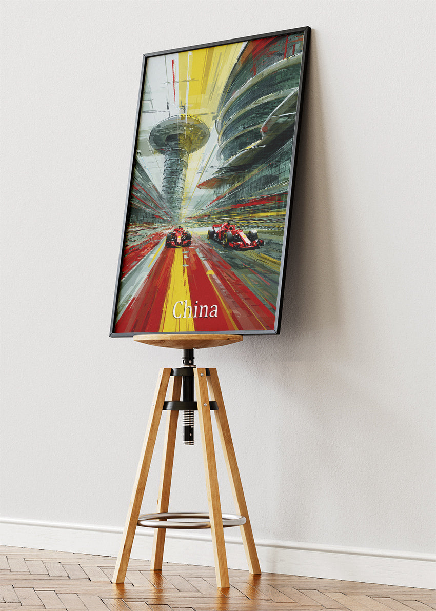 China Formula One Futuristic Circuit Poster & Canvas | Cinematic Motorsport Wall Art