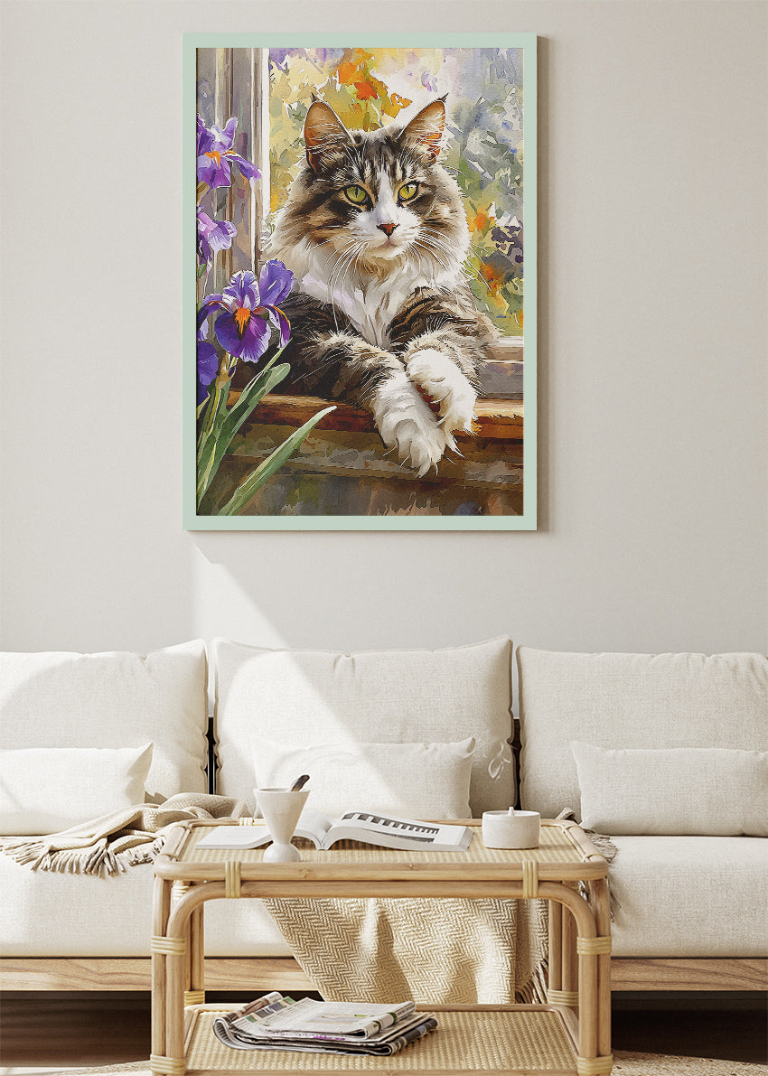 Floral Cat Canvas Print & Poster – Elegant Pet Wall Art – AI PRINT LAB
