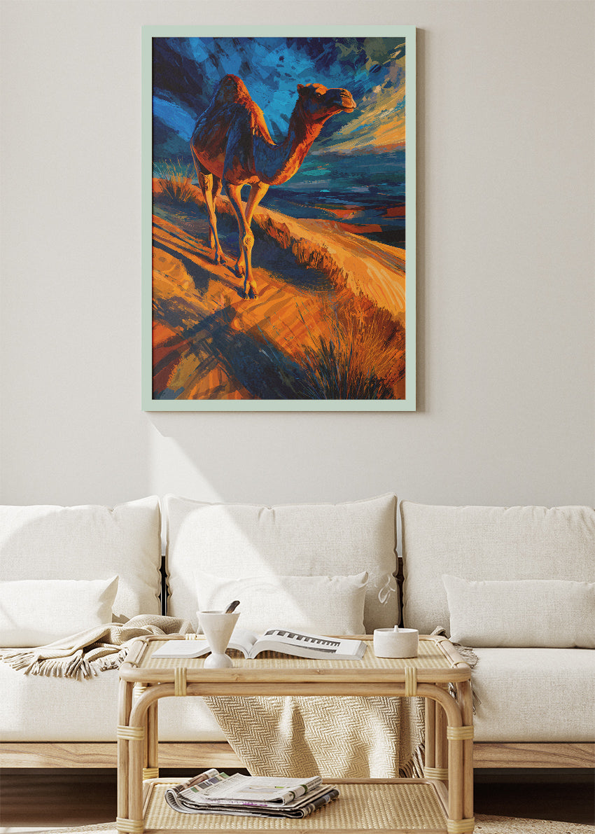 Desert Camel Canvas Print & Poster – Artistic Landscape Animal Wall Art – AI PRINT LAB