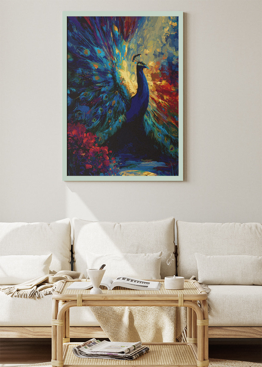Colorful Peacock Canvas Print & Poster – Luxury Animal Wall Art – AI PRINT LAB