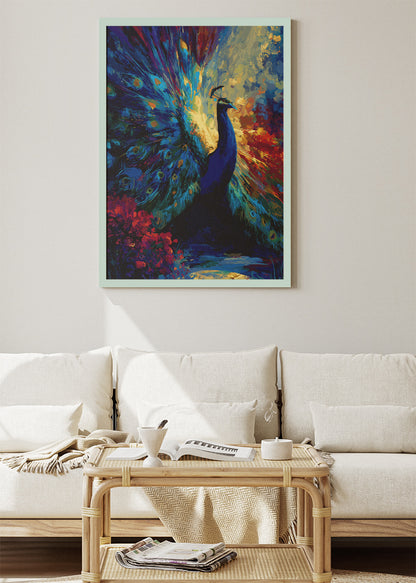 Colorful Peacock Canvas Print & Poster – Luxury Animal Wall Art – AI PRINT LAB