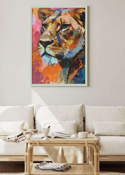Colorful Lion Portrait Poster & Canvas Print – Bold Abstract Animal Art