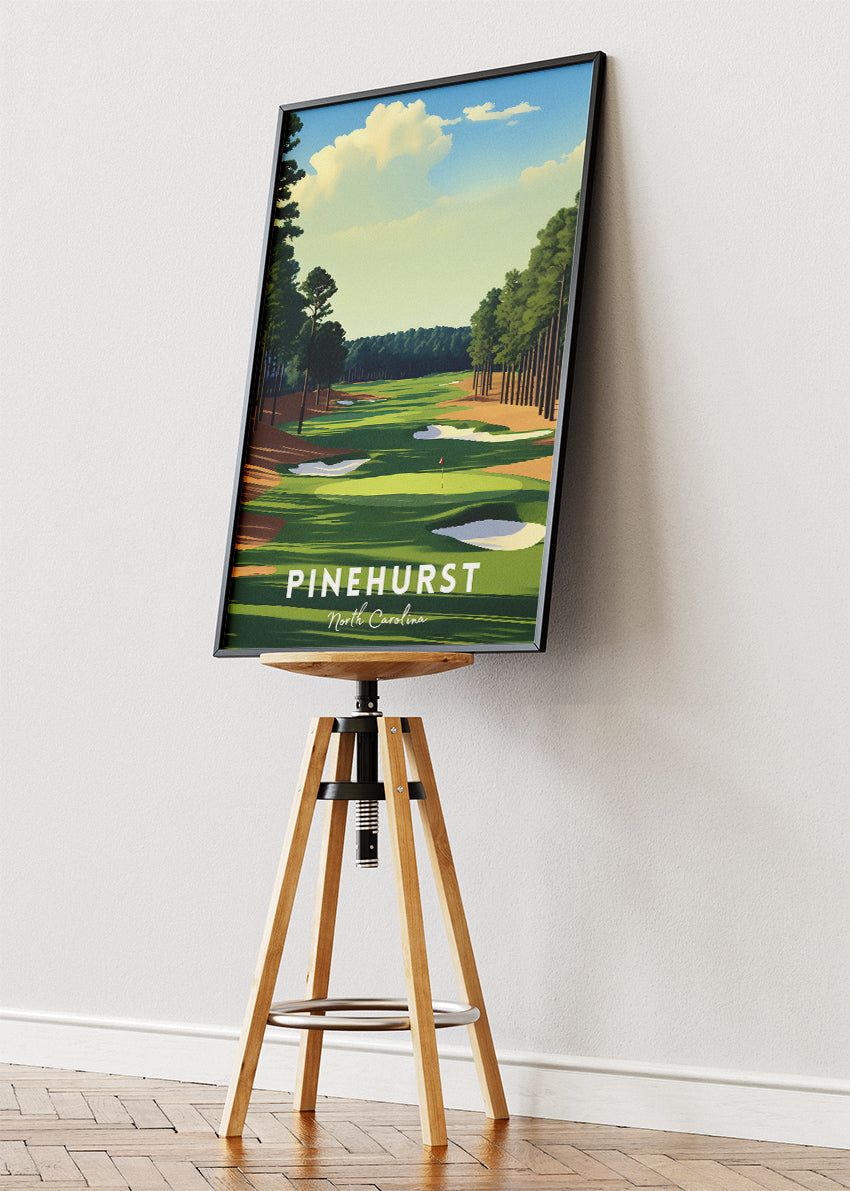 Pinehurst North Carolina Poster & Canvas Print – Illustrated Golf Course Wall Art