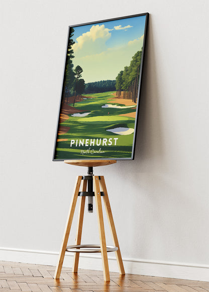 Pinehurst North Carolina Poster & Canvas Print – Illustrated Golf Course Wall Art