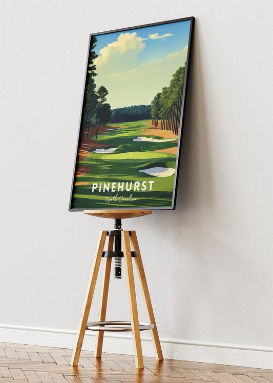 Pinehurst North Carolina Poster & Canvas Print – Illustrated Golf Course Wall Art