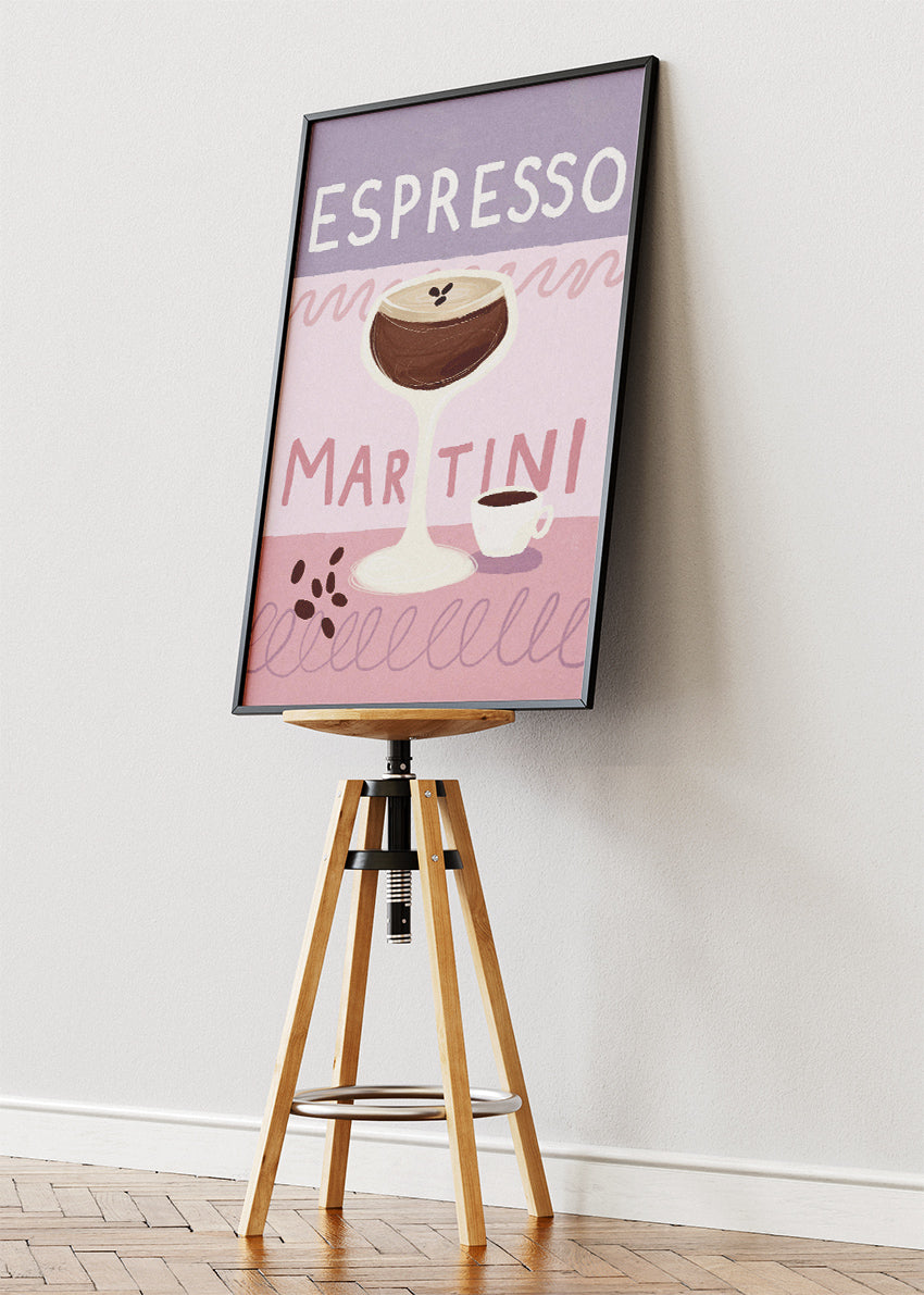 Espresso Martini Cocktail Art Poster & Canvas Print – Pastel Bar Wall Decor
