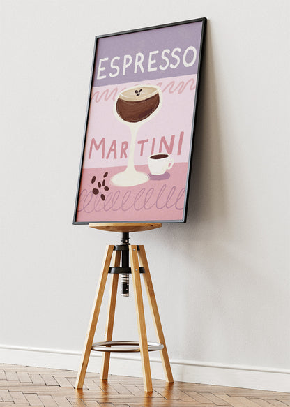 Espresso Martini Cocktail Art Poster & Canvas Print – Pastel Bar Wall Decor