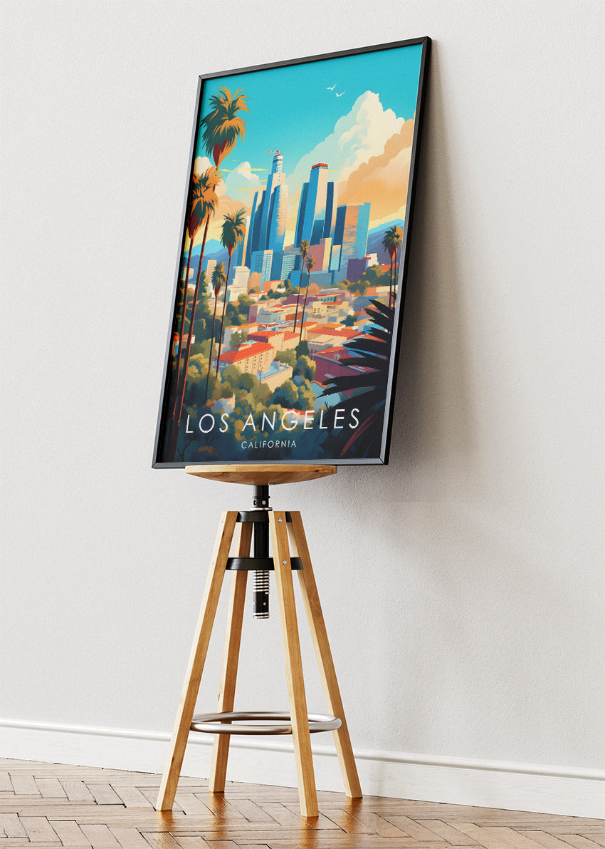 Los Angeles California Poster & Canvas Print – Colorful Skyline Wall Art