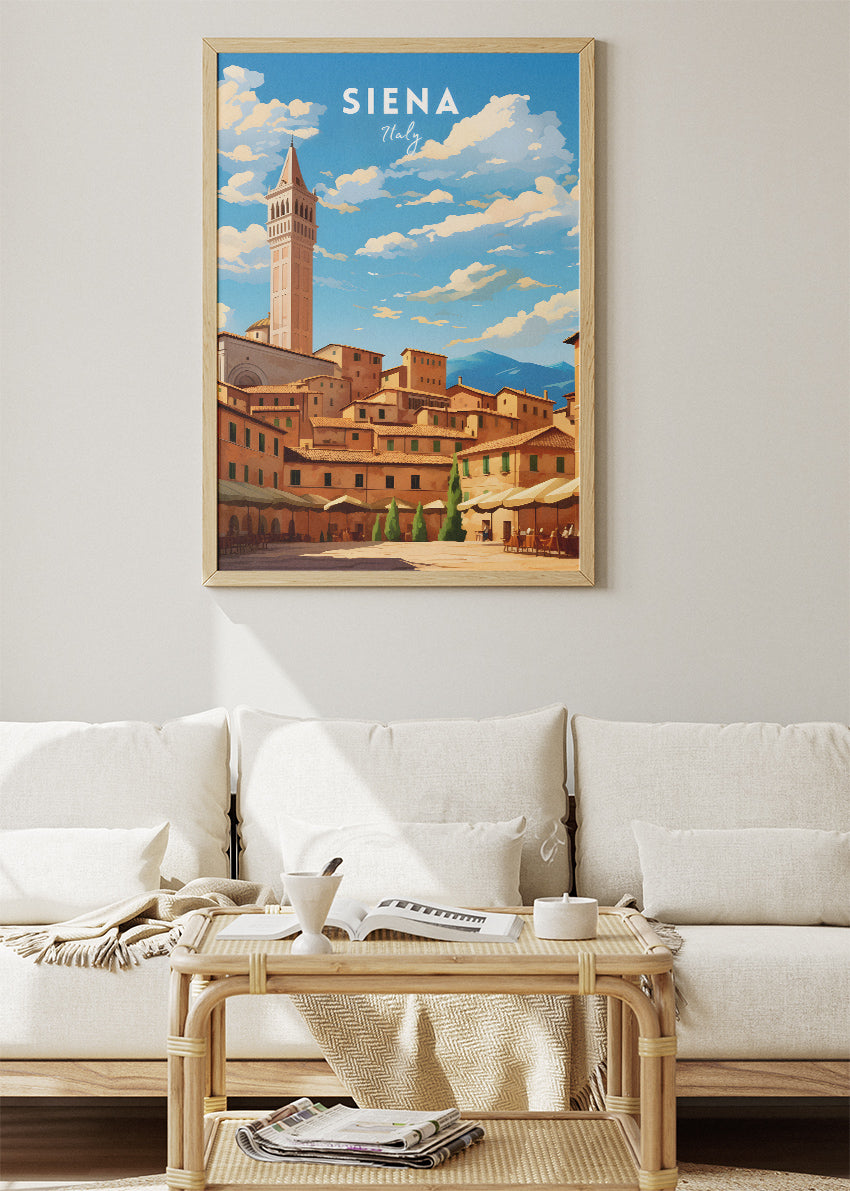 Siena Italy Poster & Canvas Print – Illustrated Tuscan Cityscape Art