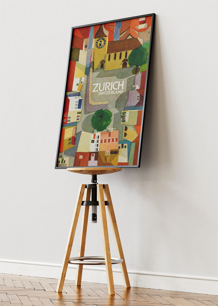 Zurich Switzerland Poster & Canvas Print – Vintage Modern-Art Illustrated City Design