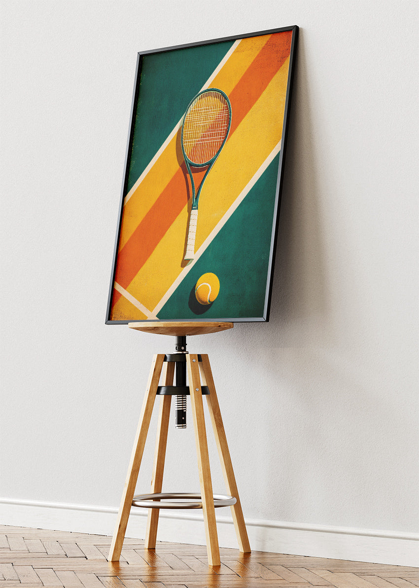 Vintage Tennis Racket Wall Art Poster & Canvas Print – Retro Sports Decor