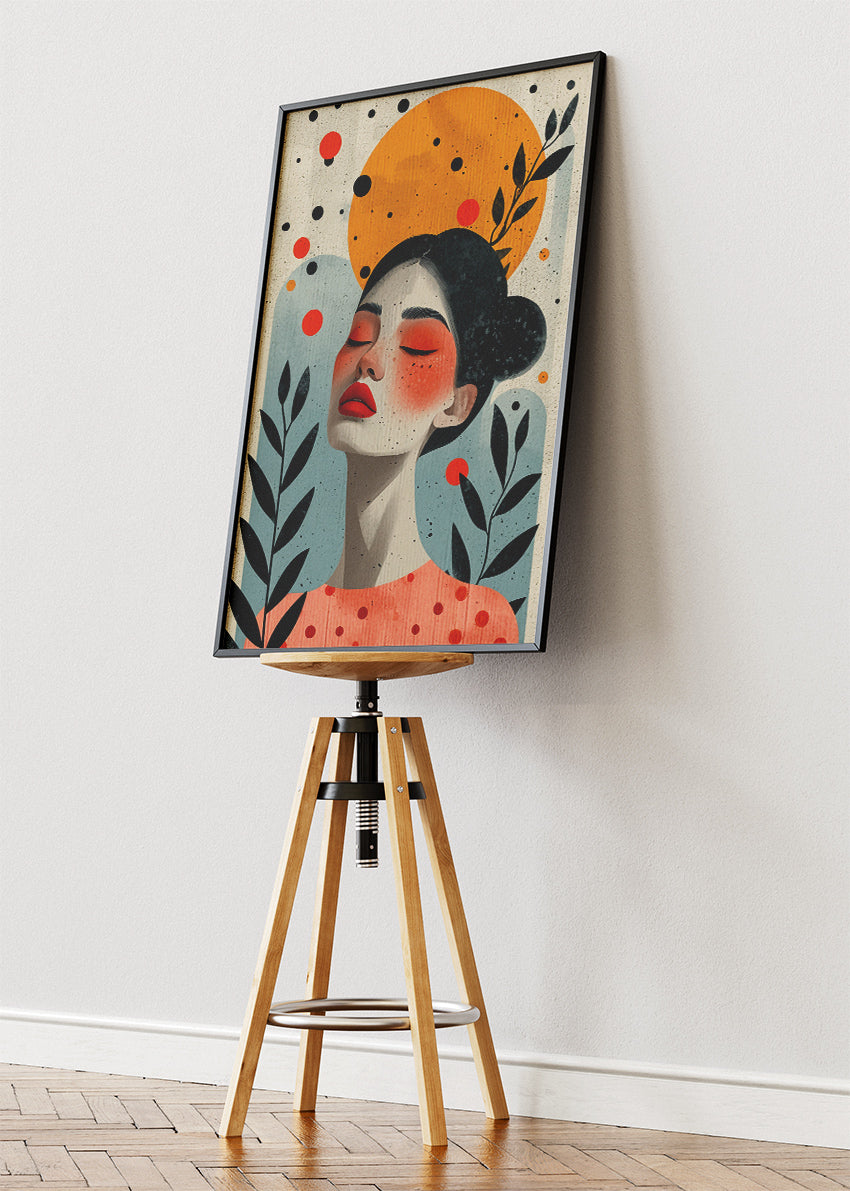 Modern Botanical Portrait Woman Canvas & Poster Print – AI PRINT LAB