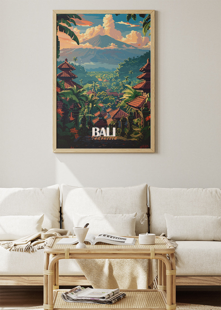 Bali Indonesia Jungle Temple Poster & Canvas Print – Tropical Landscape Travel Art