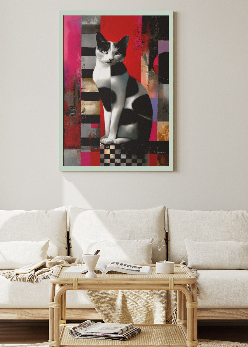 Abstract Cat Canvas Print & Poster – Modern Geometric Wall Art – Bold Contemporary Decor – AI PRINT LAB