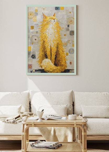 Golden Cat Canvas Print & Poster – Textured Abstract Animal Wall Art – Luxury Modern Decor – AI PRINT LAB