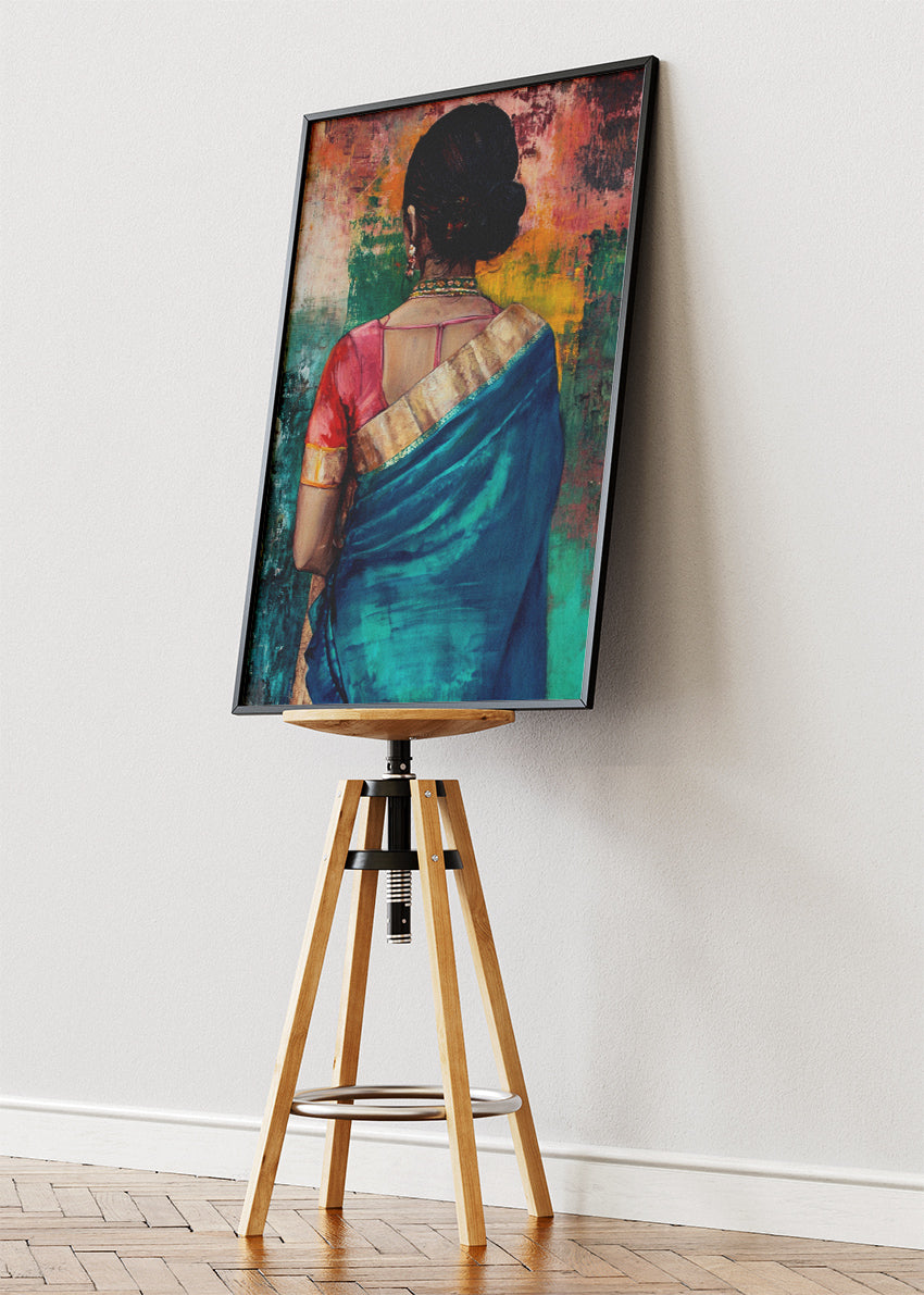 Emerald Saree Grace Canvas & Poster Print – AI PRINT LAB