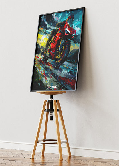 Ducati Superbike Storm Motion Wall Art Poster & Canvas