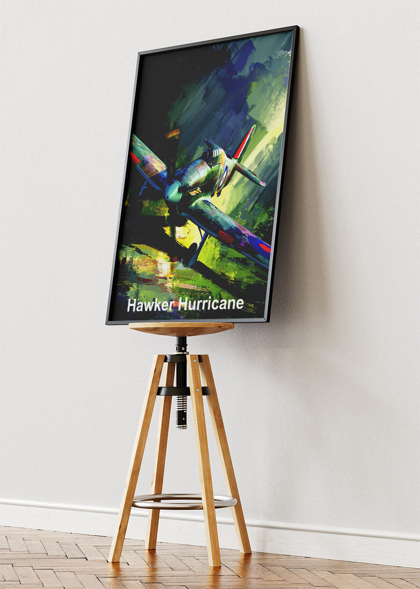 Hawker Hurricane Poster & Canvas Print – WWII Aircraft Illustration Wall Art