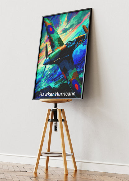 Hawker Hurricane Poster & Canvas Print – Vibrant WWII Aircraft Illustration Wall Art