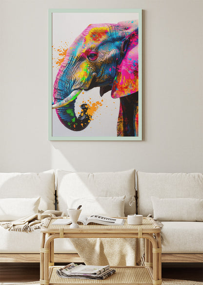 Colorful Elephant Poster & Canvas Print – Vibrant Splash Art Wildlife Illustration