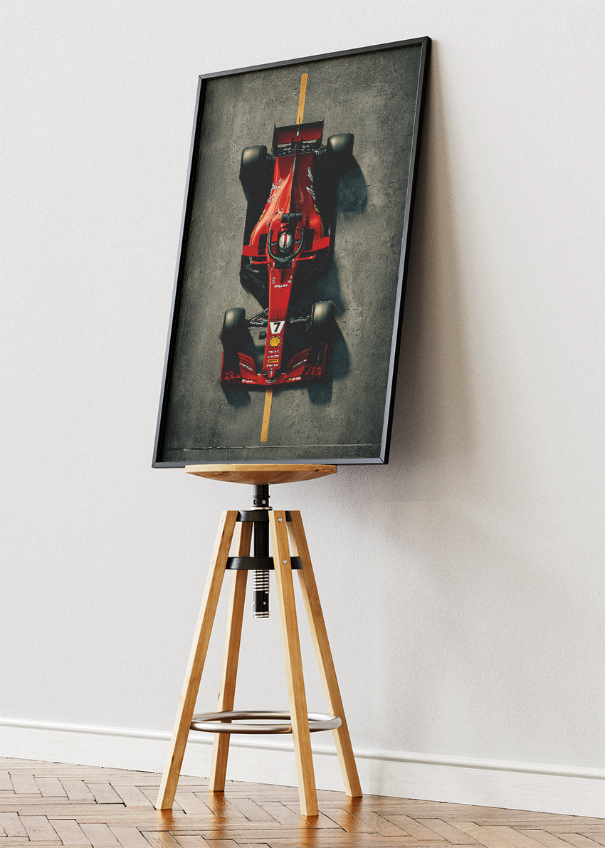 Ferrari Formula 1 Minimal Poster Canvas Print – Top View F1 Car Wall Art – AI PRINT LAB