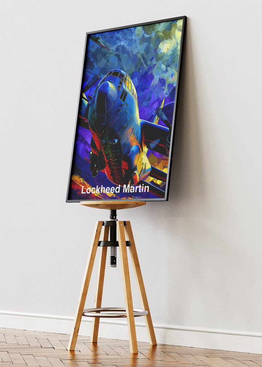 Lockheed Martin Aircraft Poster & Canvas Print – Vibrant Military Plane Illustration Wall Art