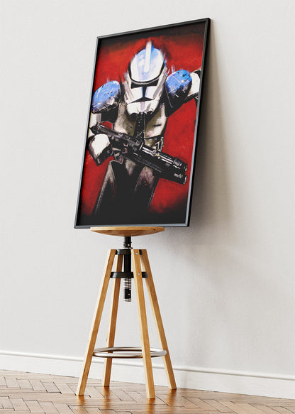 Clone Trooper – Red Battle Portrait Canvas & Poster Print – AI PRINT LAB
