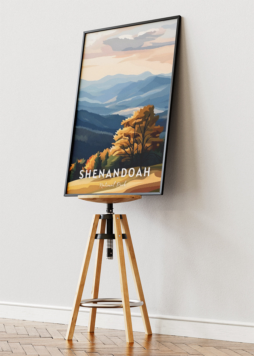 Shenandoah National Park Poster & Canvas Print – Illustrated Blue Ridge Mountains Wall Art
