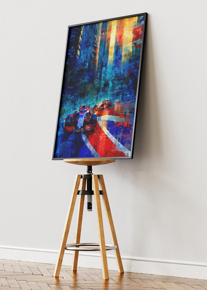 Formula 1 Urban Night City Poster Canvas Print – Abstract Racing Wall Art – AI PRINT LAB