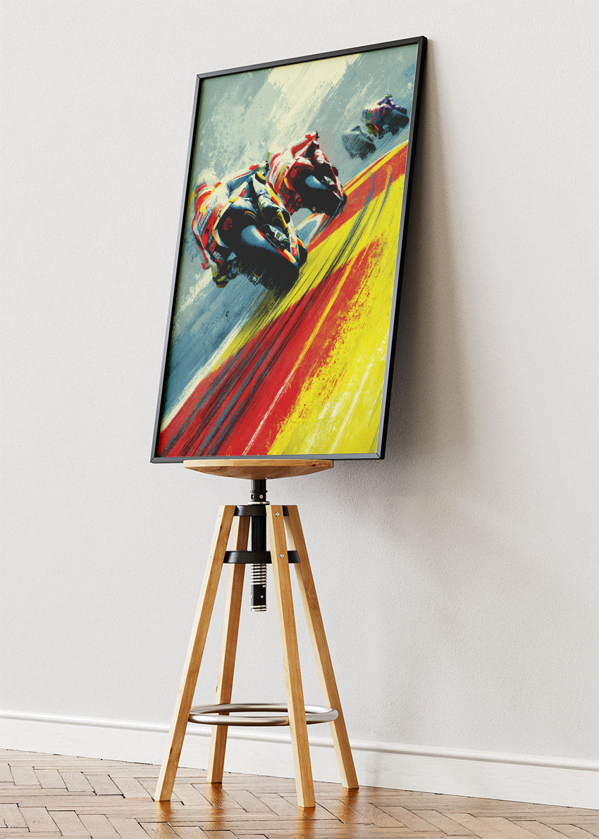 Spain Motorcycle Racing Motion Wall Art Poster & Canvas