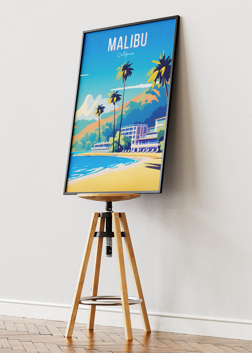 Malibu California Poster & Canvas Print – Coastal Beach Wall Art