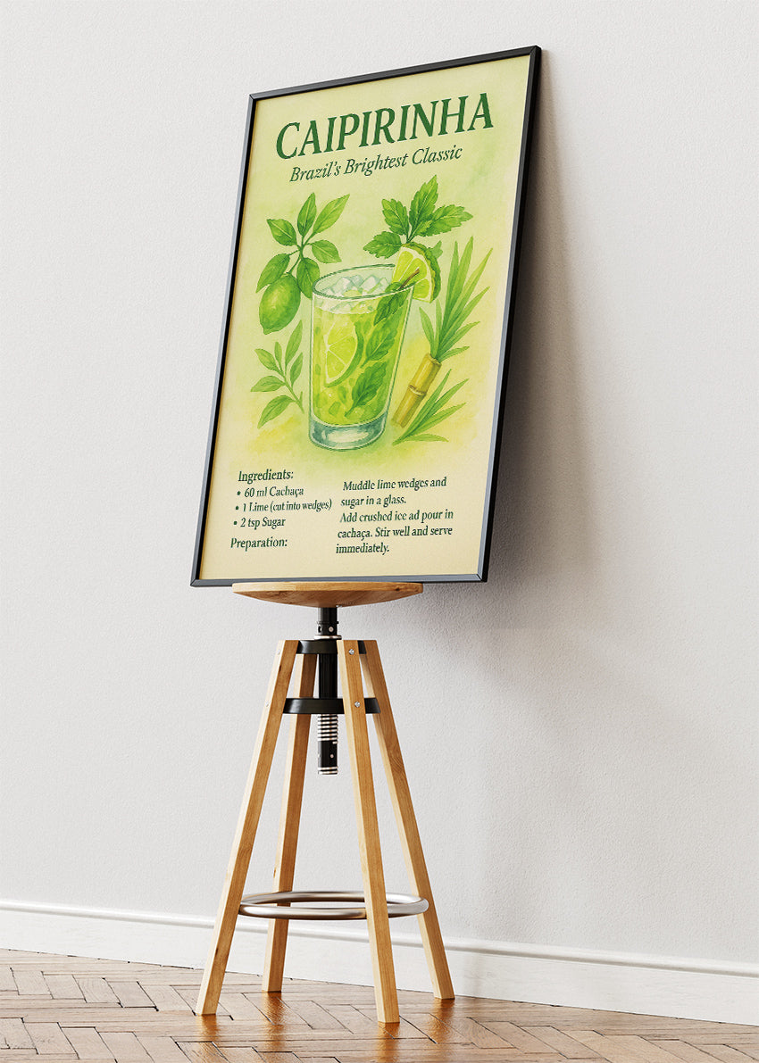 Caipirinha Botanical Cocktail Poster & Canvas Print | Brazil’s Brightest Classic Bar Art