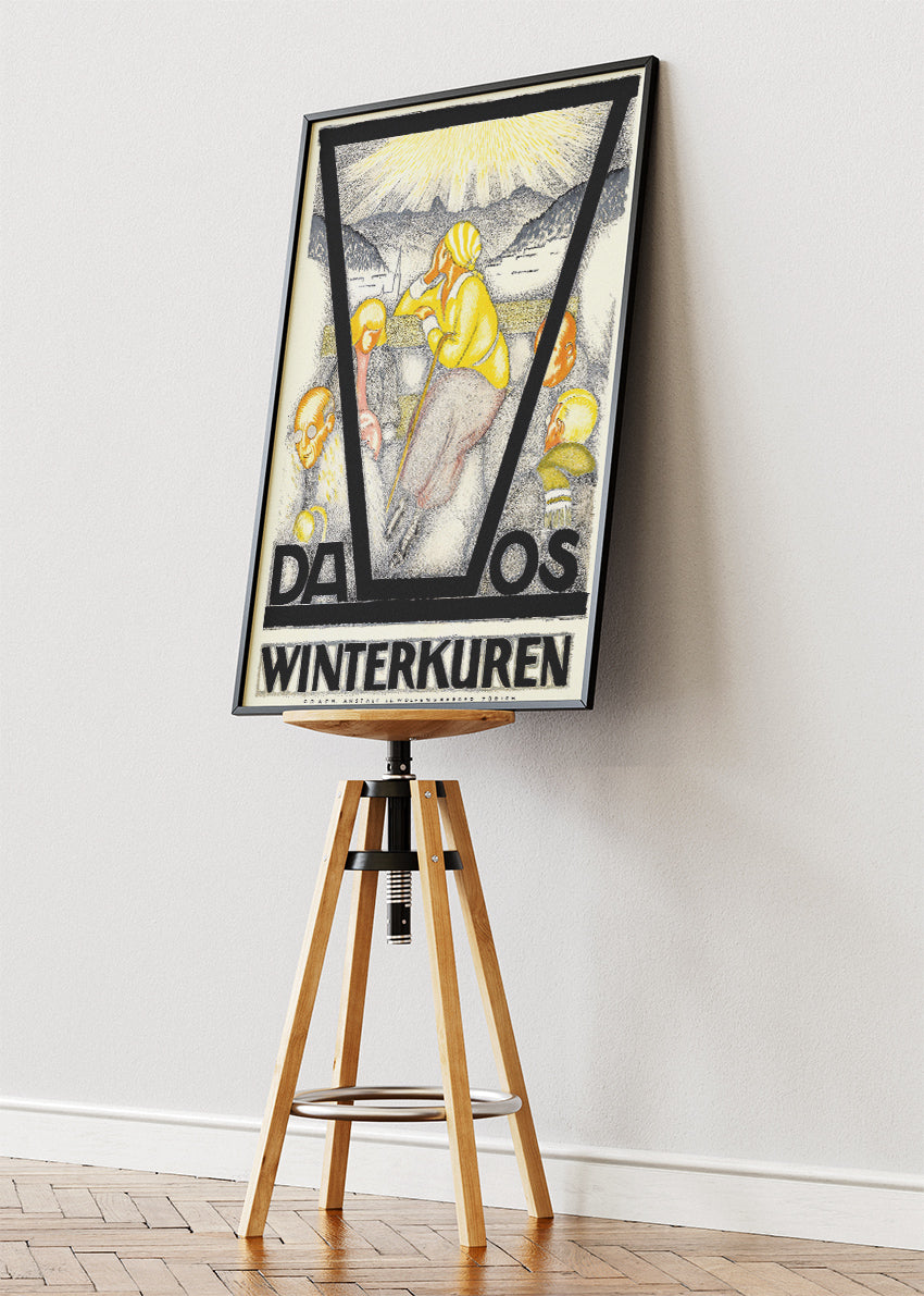 Davos Switzerland Poster & Canvas Print – Vintage Winter Sports Travel Art